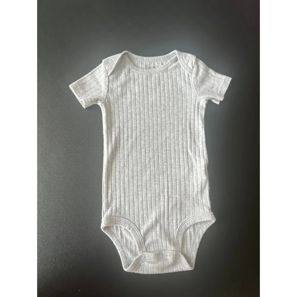 Carters Child of Mine Baby Bodysuit 18M Heather Grey Short Sleeve Onesie (0954)